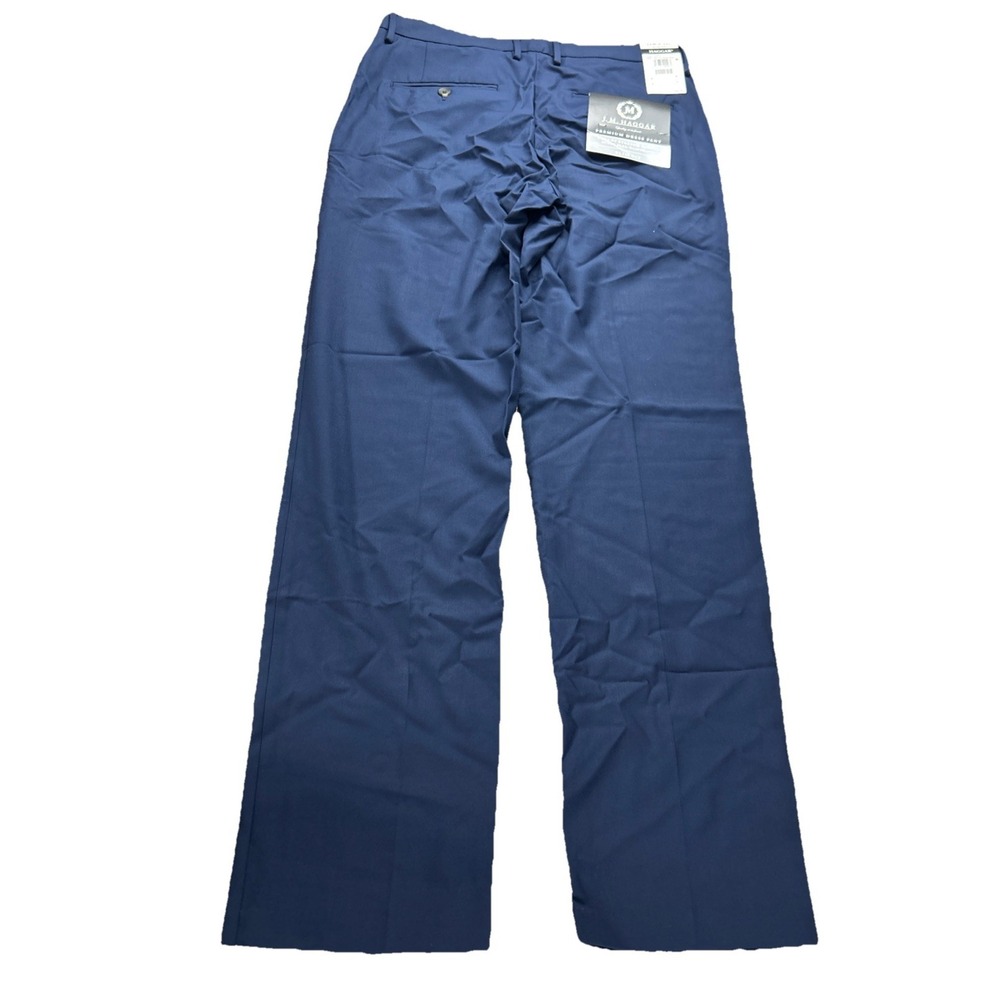 Haggar Premium Mens Dress Pants Slim Fit 32x32 Navy Blue Strech Super Flex